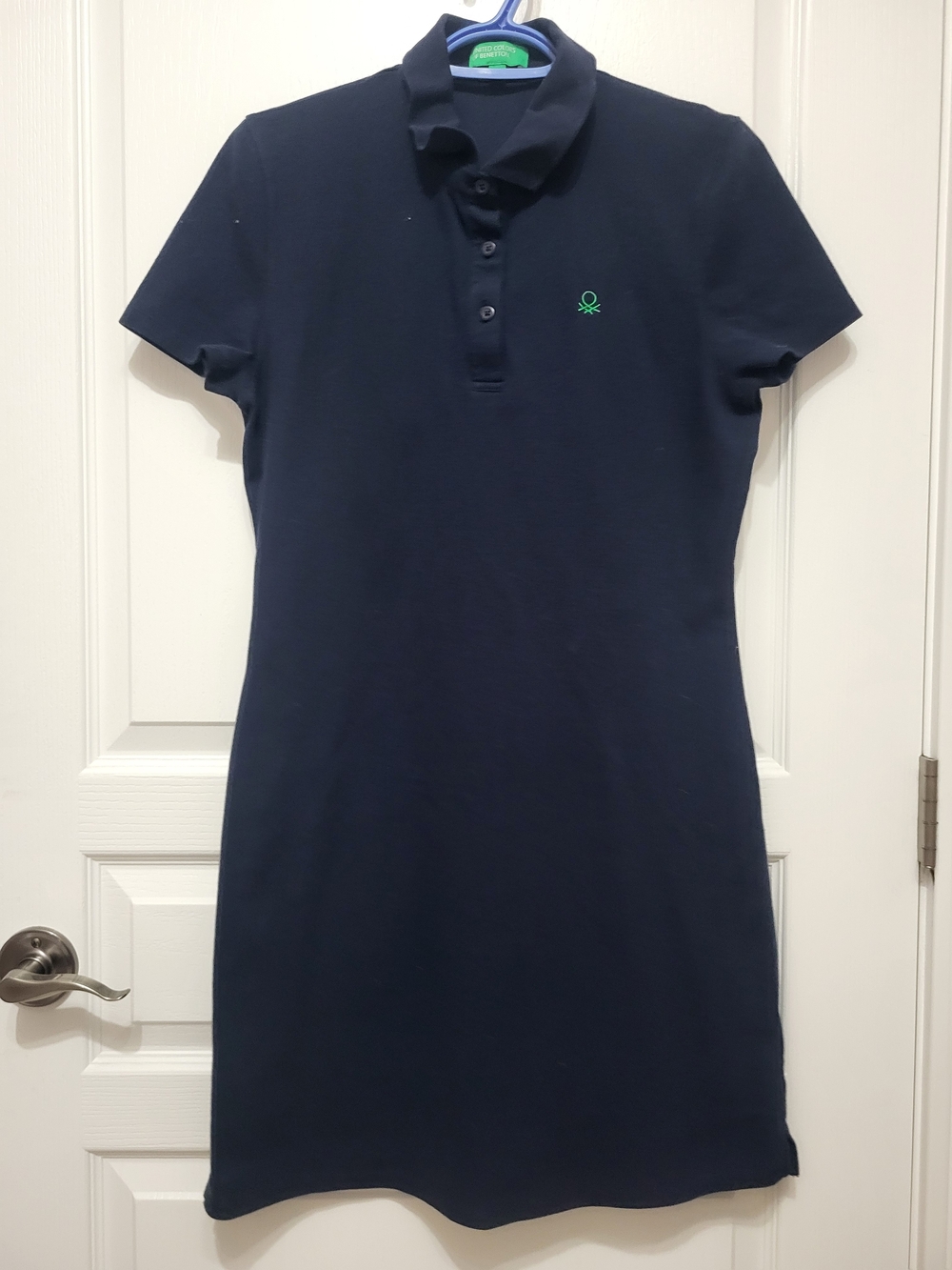 United Colors Of Benetton Navy Polo Midi Dress with Green Logo